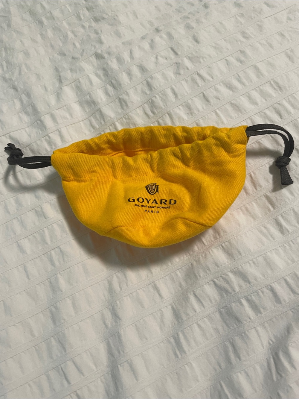 Goyard Bright Yellow Drawstring Pouch with Black Cord